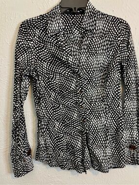 Express Black and White Abstract Dot Button-Down Shirt